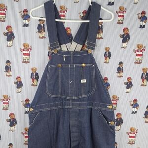 Vintage 60s LEE jelt denim sanforized union made dark blue cotton bib overalls